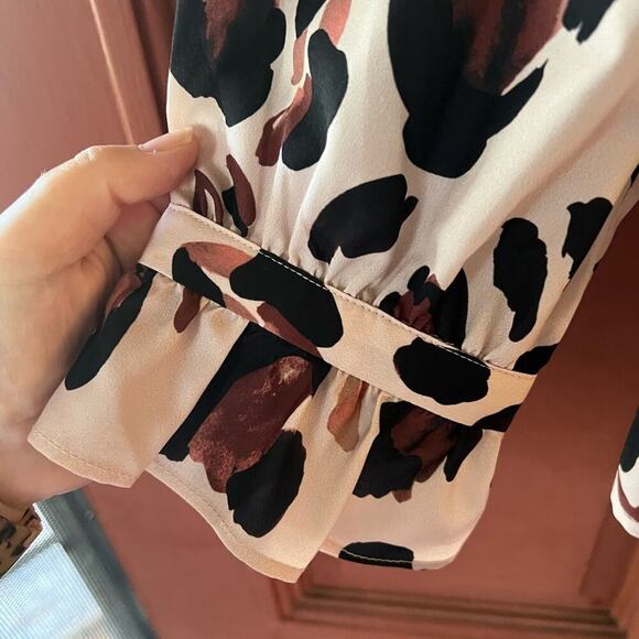 Eloquii Panthera SZ 22 Silky Animal Print Blouse Career Work Office Ruffle - Picture 6 of 8